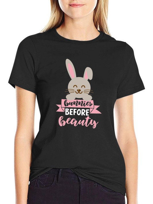 Bunnies Before Beauty Black Graphic Tee