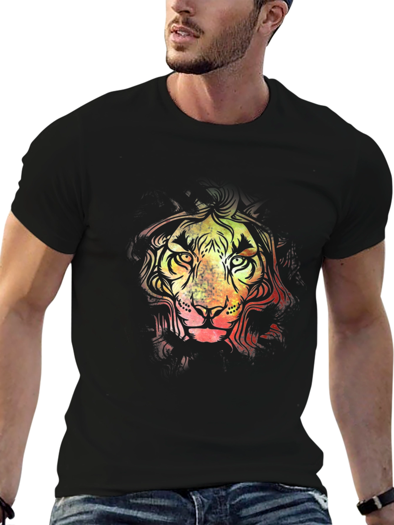 Rasta Lion Graphic Tee - Black