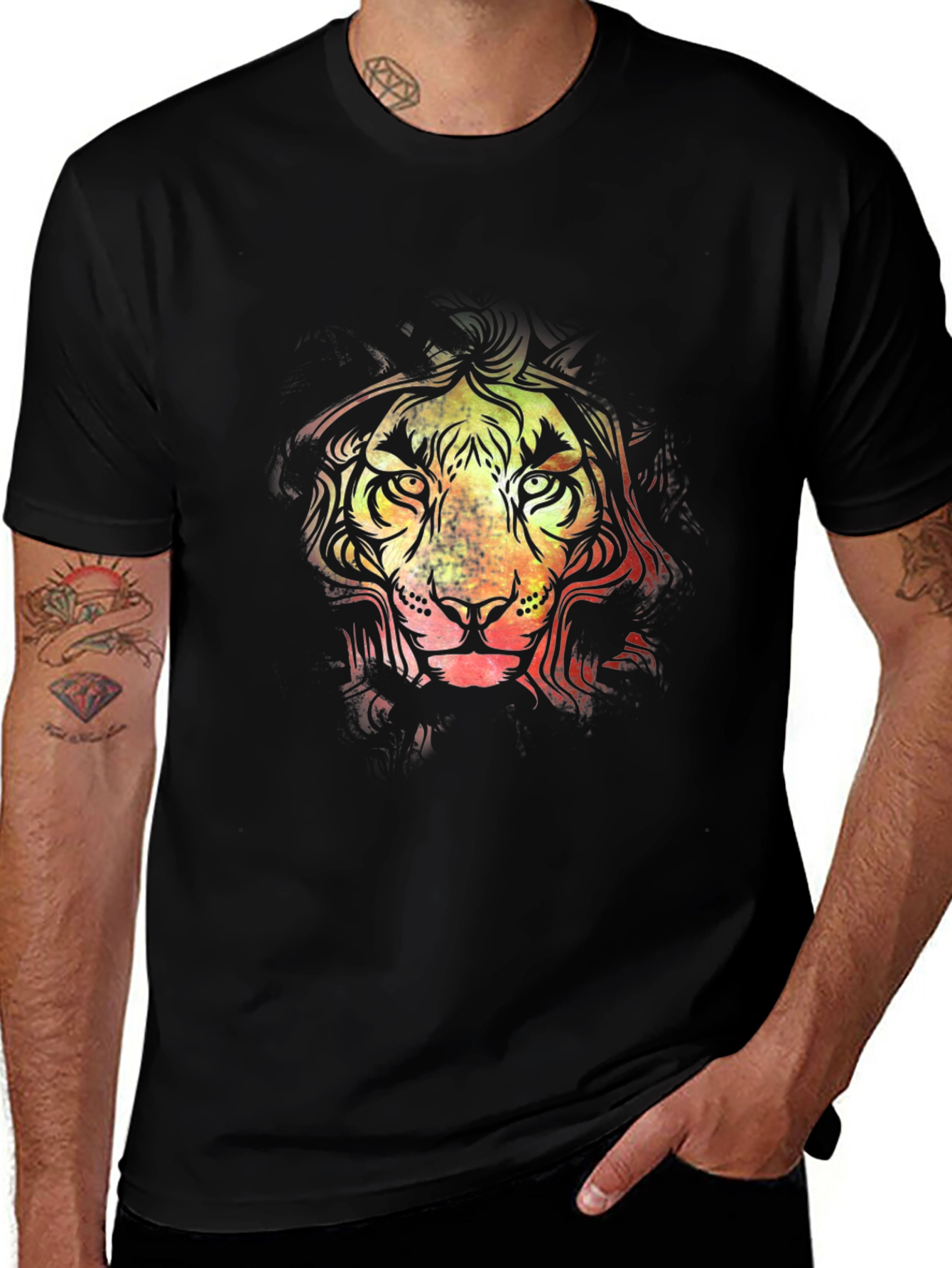 Rasta Lion Graphic Tee - Black