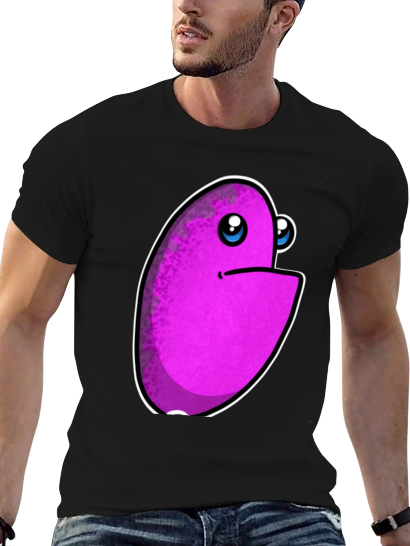 Purple Monster Graphic Print Mens Black T-Shirt