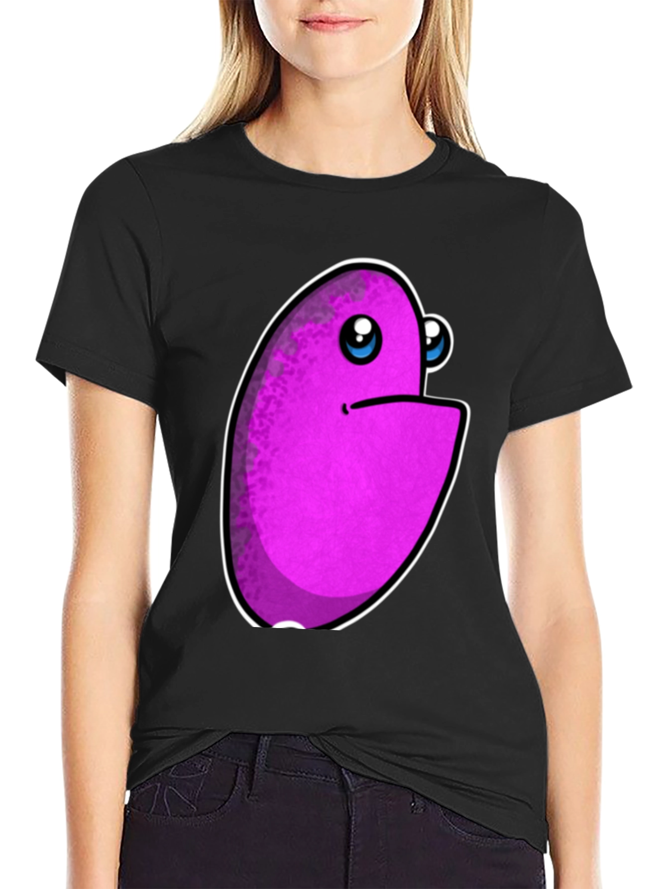 Purple Monster Graphic Print Mens Black T-Shirt