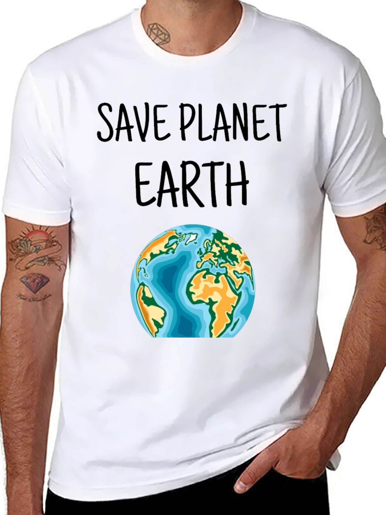 Save Planet Earth Graphic T-Shirt - Black