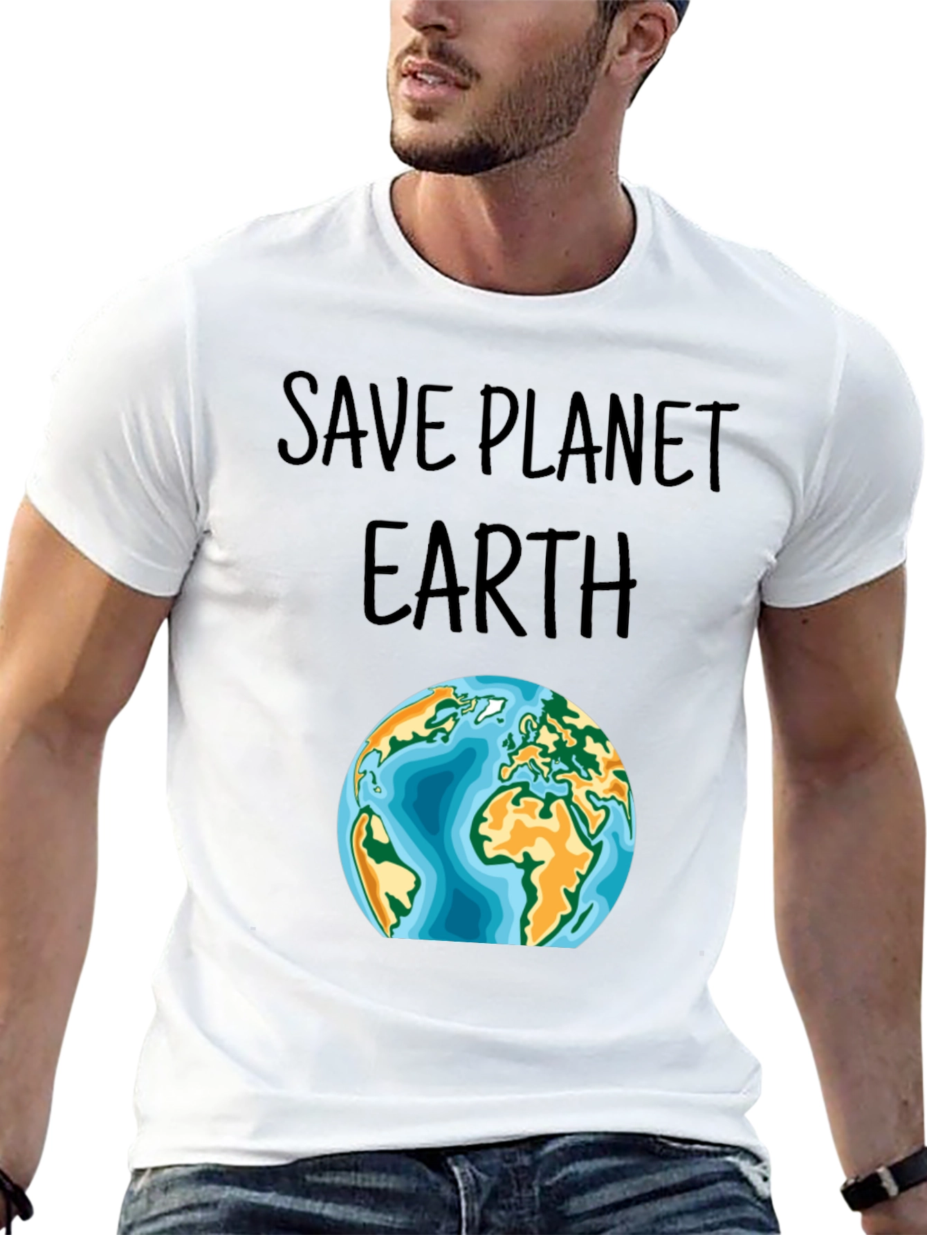 Save Planet Earth Graphic T-Shirt - Black