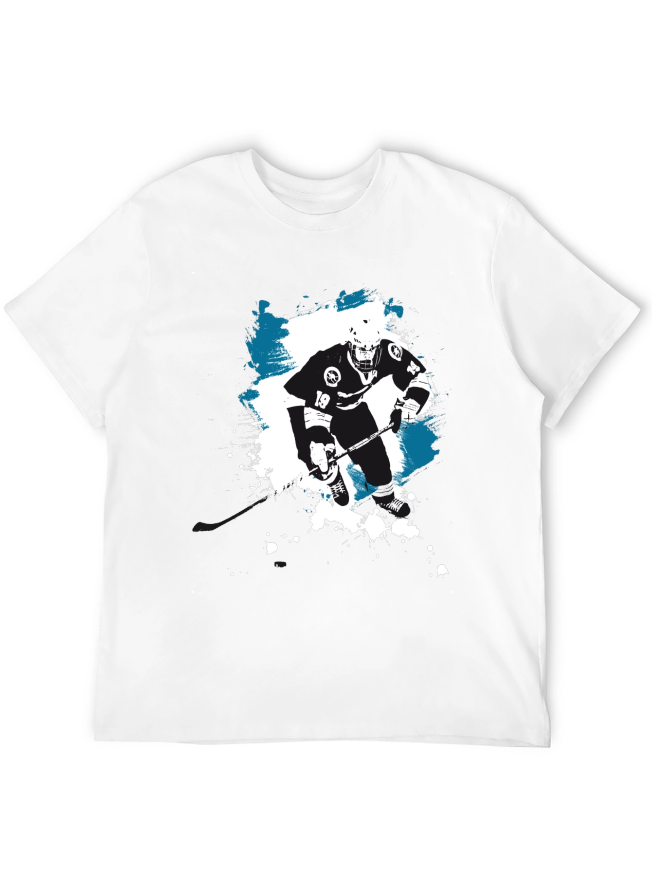 Hockey Player Graphic T-Shirt - Black