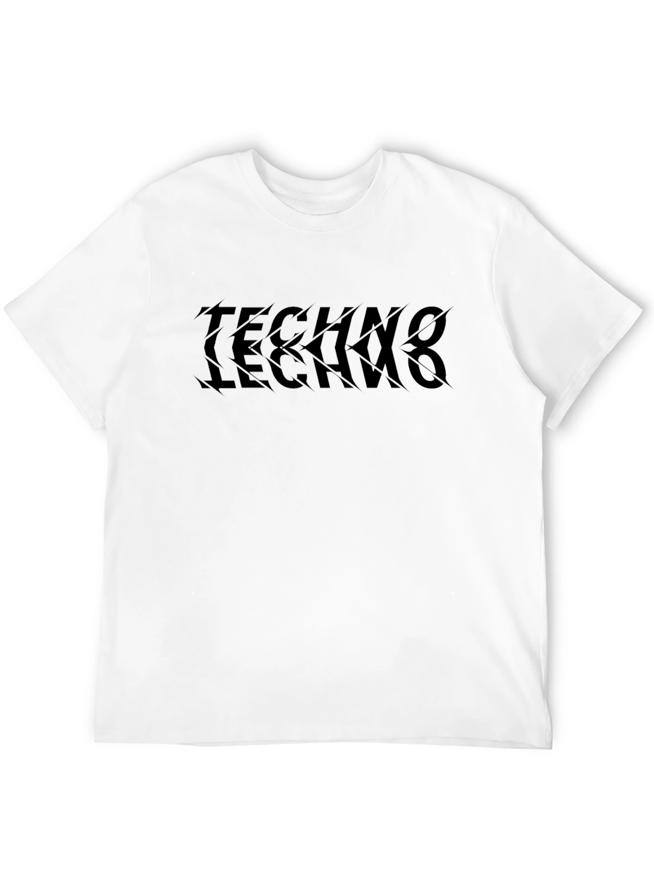 Techno Text Tee - Edgy Graphic Print T-Shirt