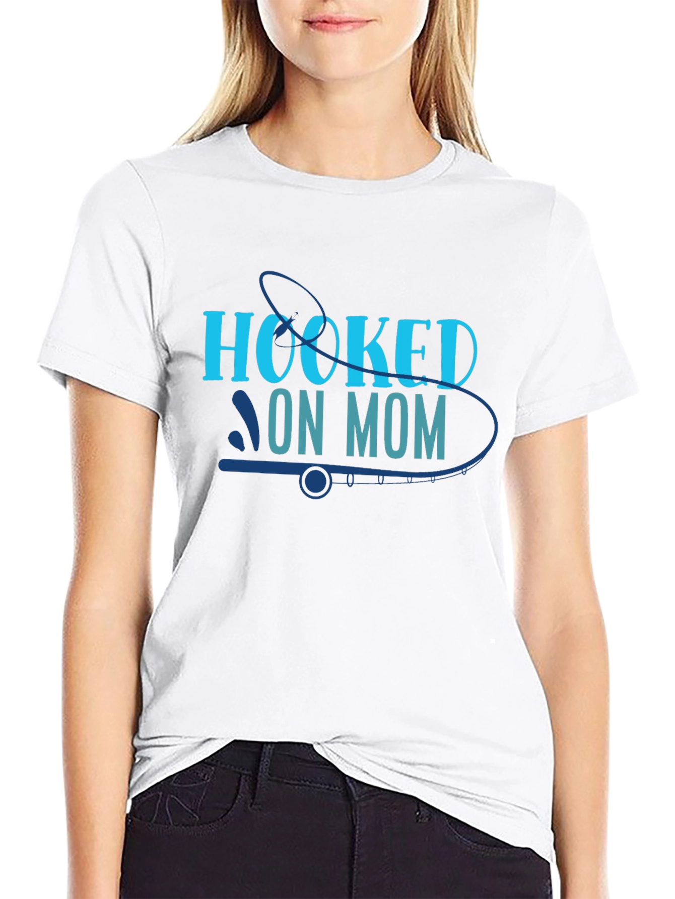 Hooked on Mom Black T-Shirt