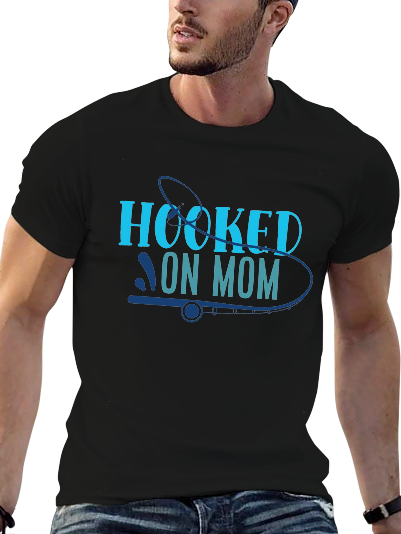 Hooked on Mom Black T-Shirt