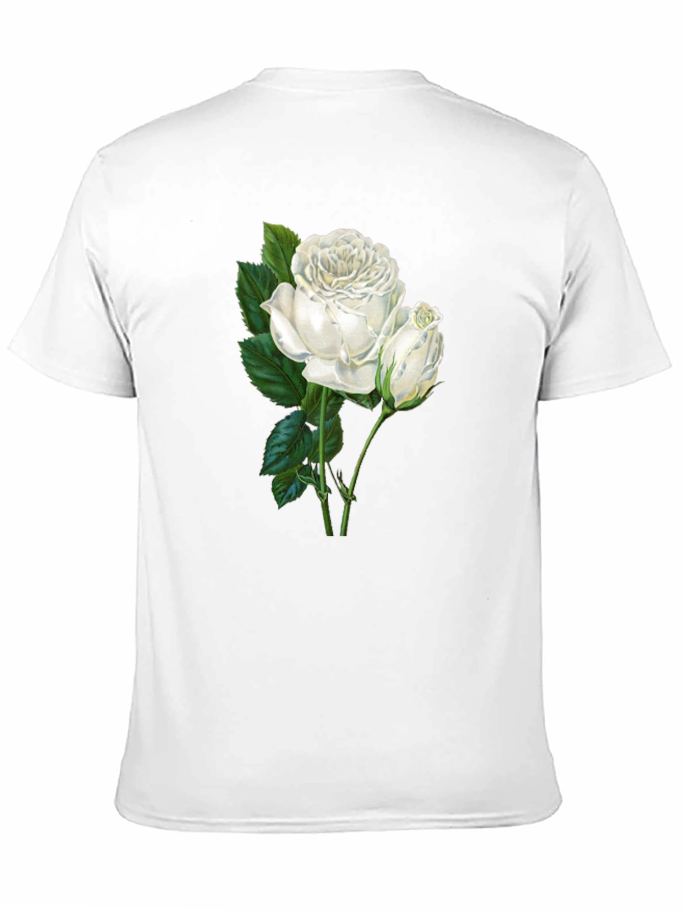 Elegant White Rose Graphic T-Shirt