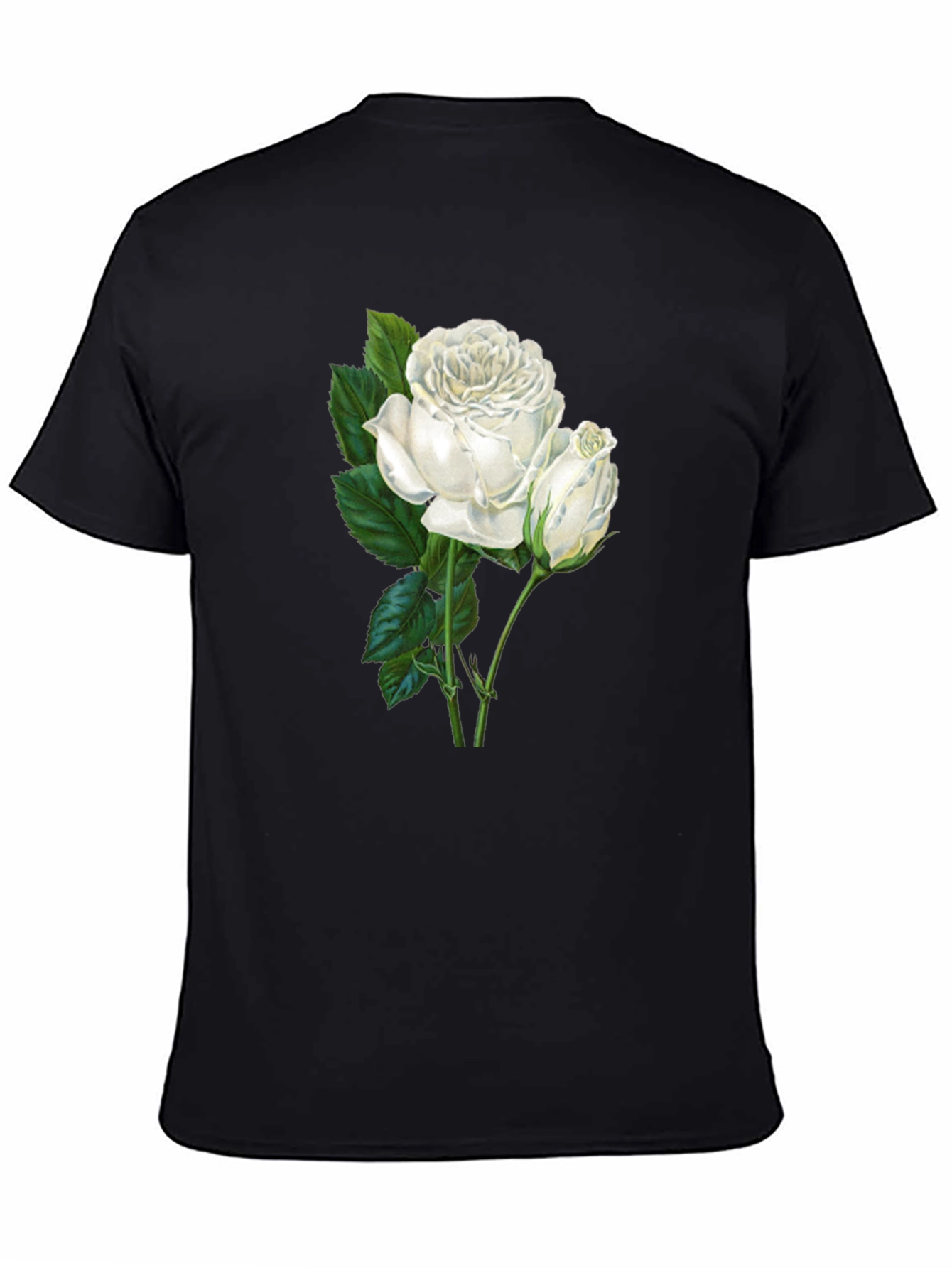 Elegant White Rose Graphic T-Shirt