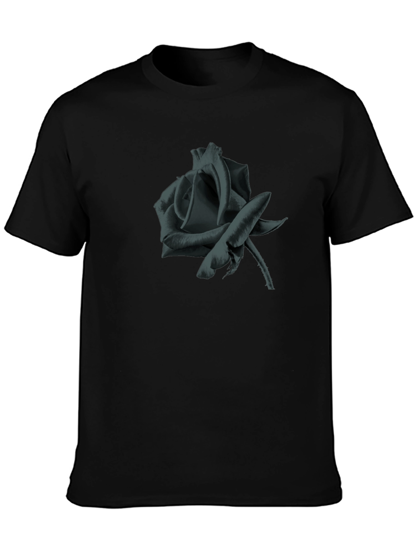 Mens Black Rose Graphic T-Shirt