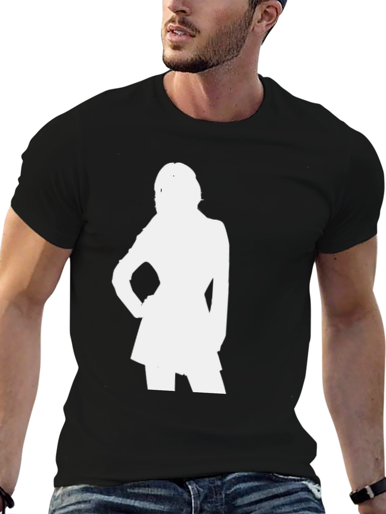 Silhouette Graphic Tee - Stylish Black Cotton T-Shirt