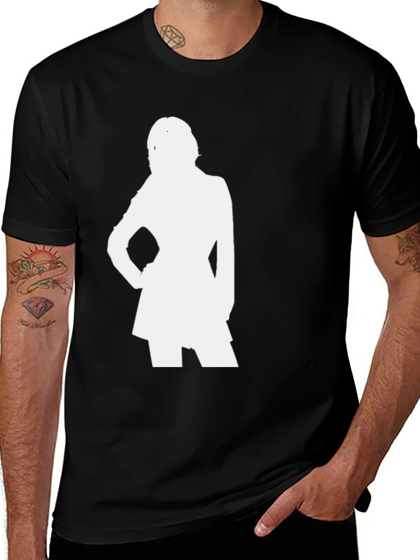 Silhouette Graphic Tee - Stylish Black Cotton T-Shirt