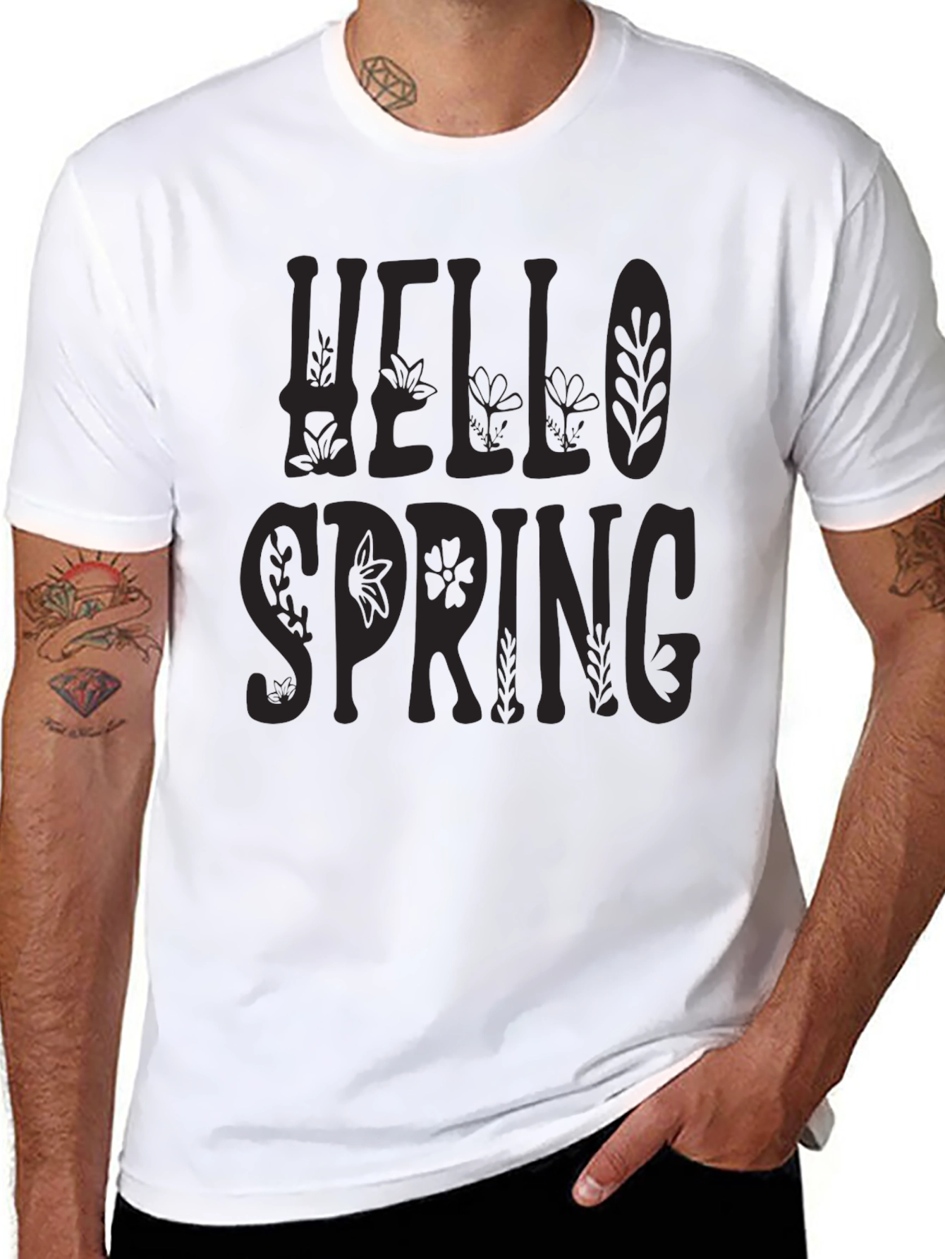 Hello Spring Graphic Tee - Black