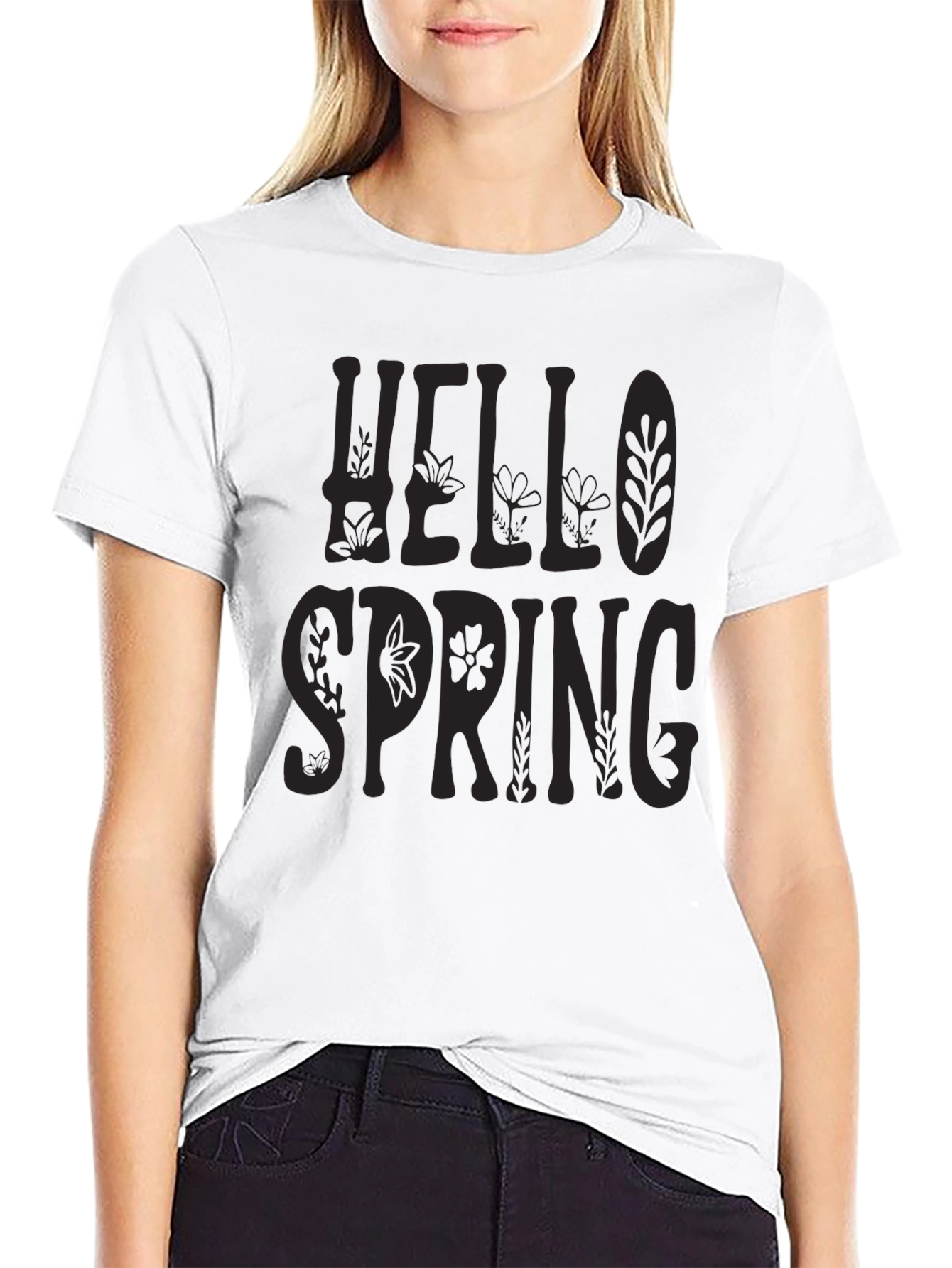 Hello Spring Graphic Tee - Black