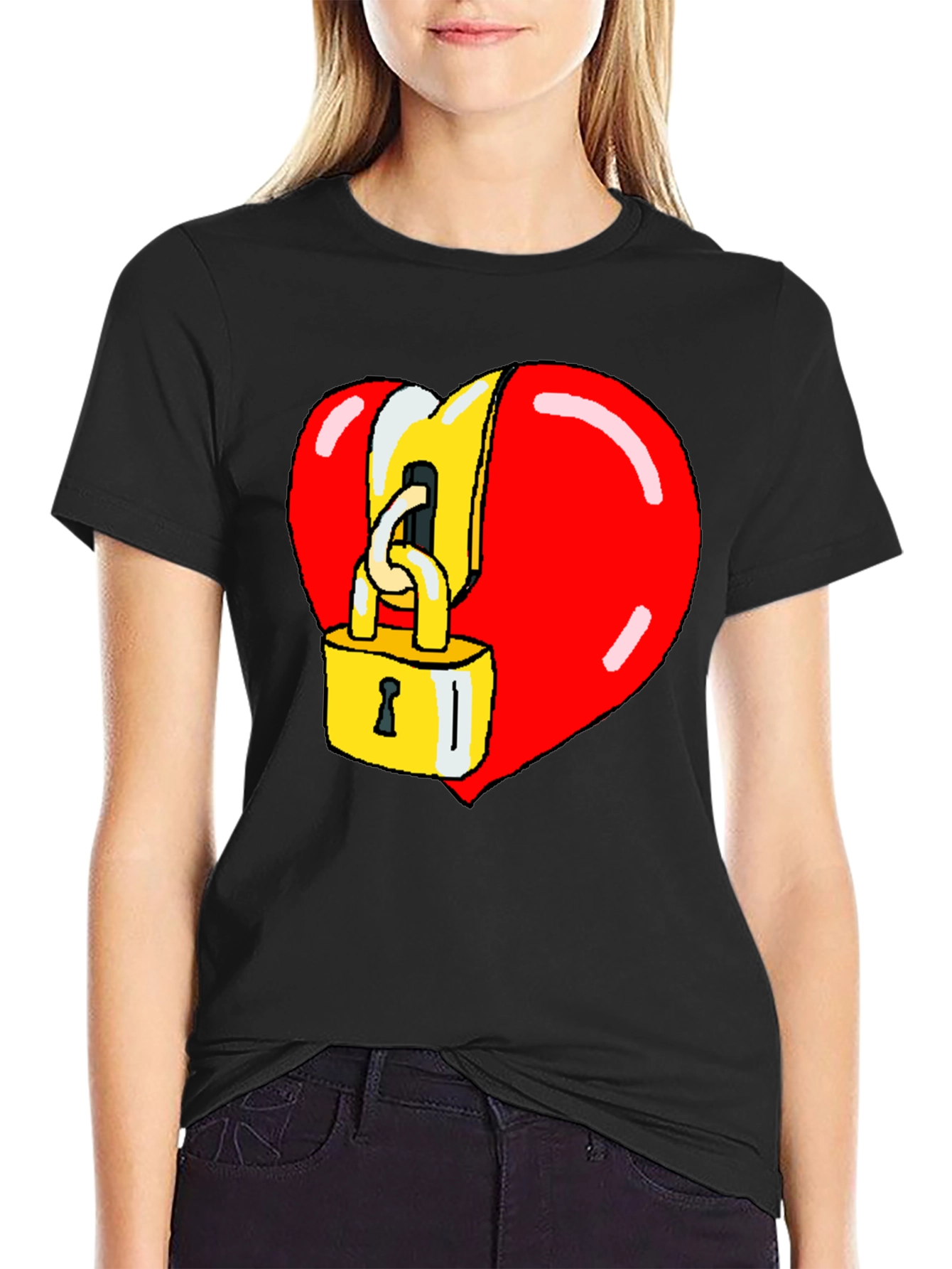 Heart Lock Graphic Tee - Cool Novelty Design