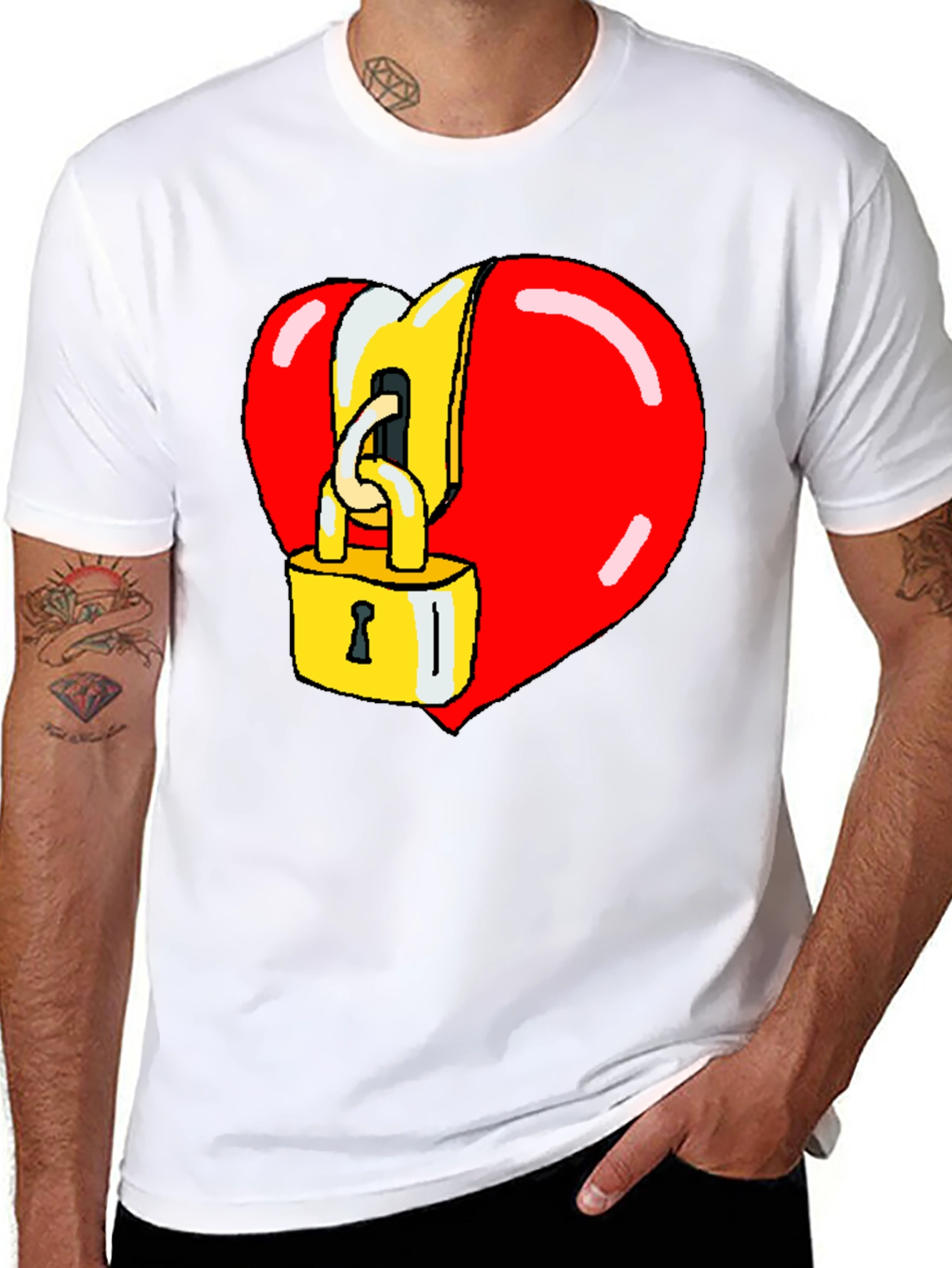 Heart Lock Graphic Tee - Cool Novelty Design