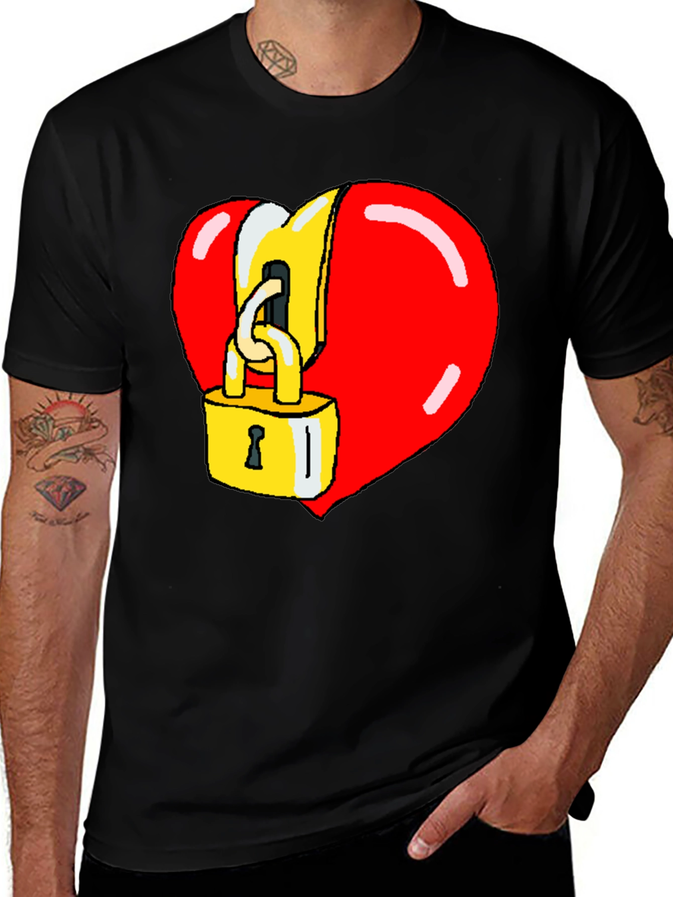 Heart Lock Graphic Tee - Cool Novelty Design