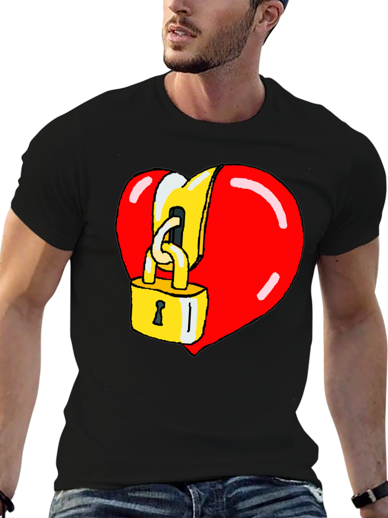 Heart Lock Graphic Tee - Cool Novelty Design