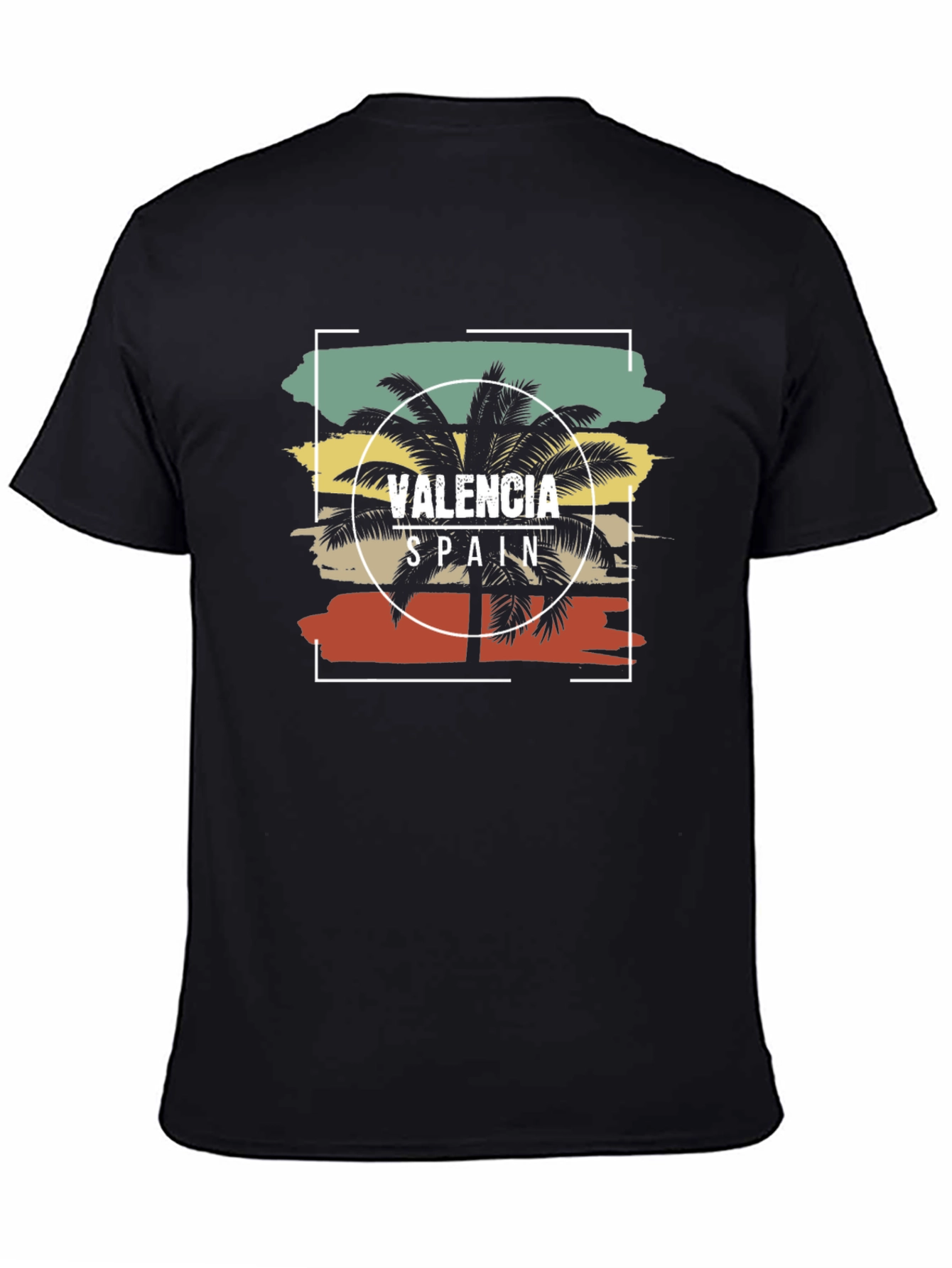 Valencia Spain Palm Tree Graphic Tee - Black