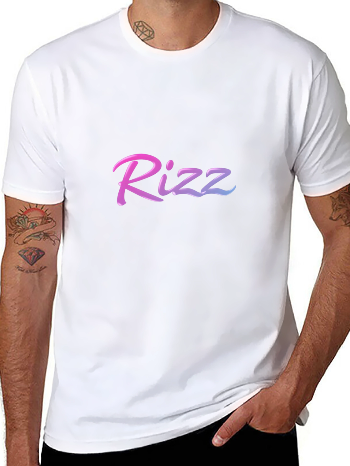 Stylish Rizz Gradient Graphic Black T-Shirt