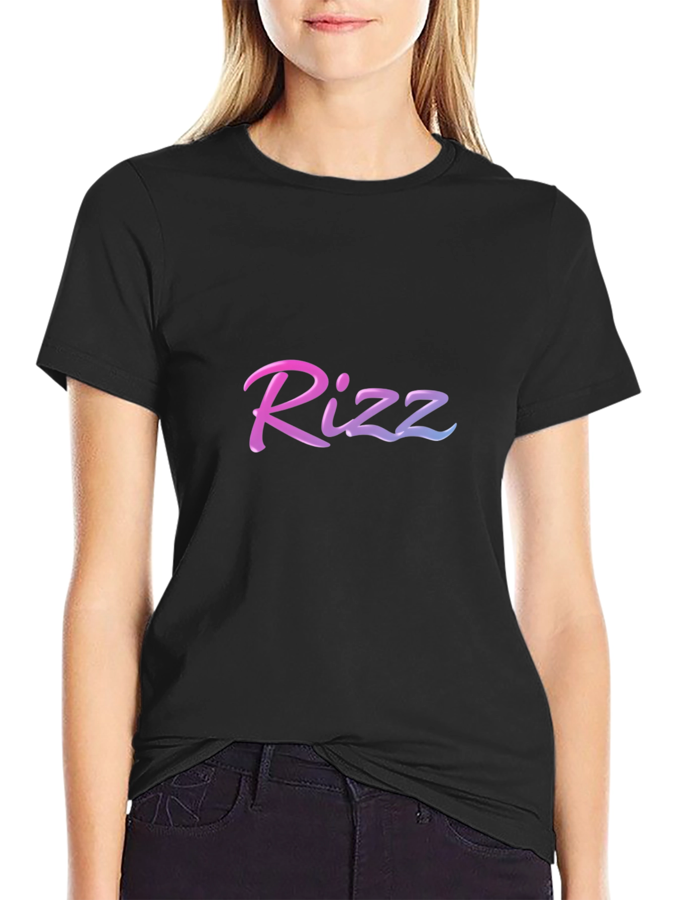 Stylish Rizz Gradient Graphic Black T-Shirt