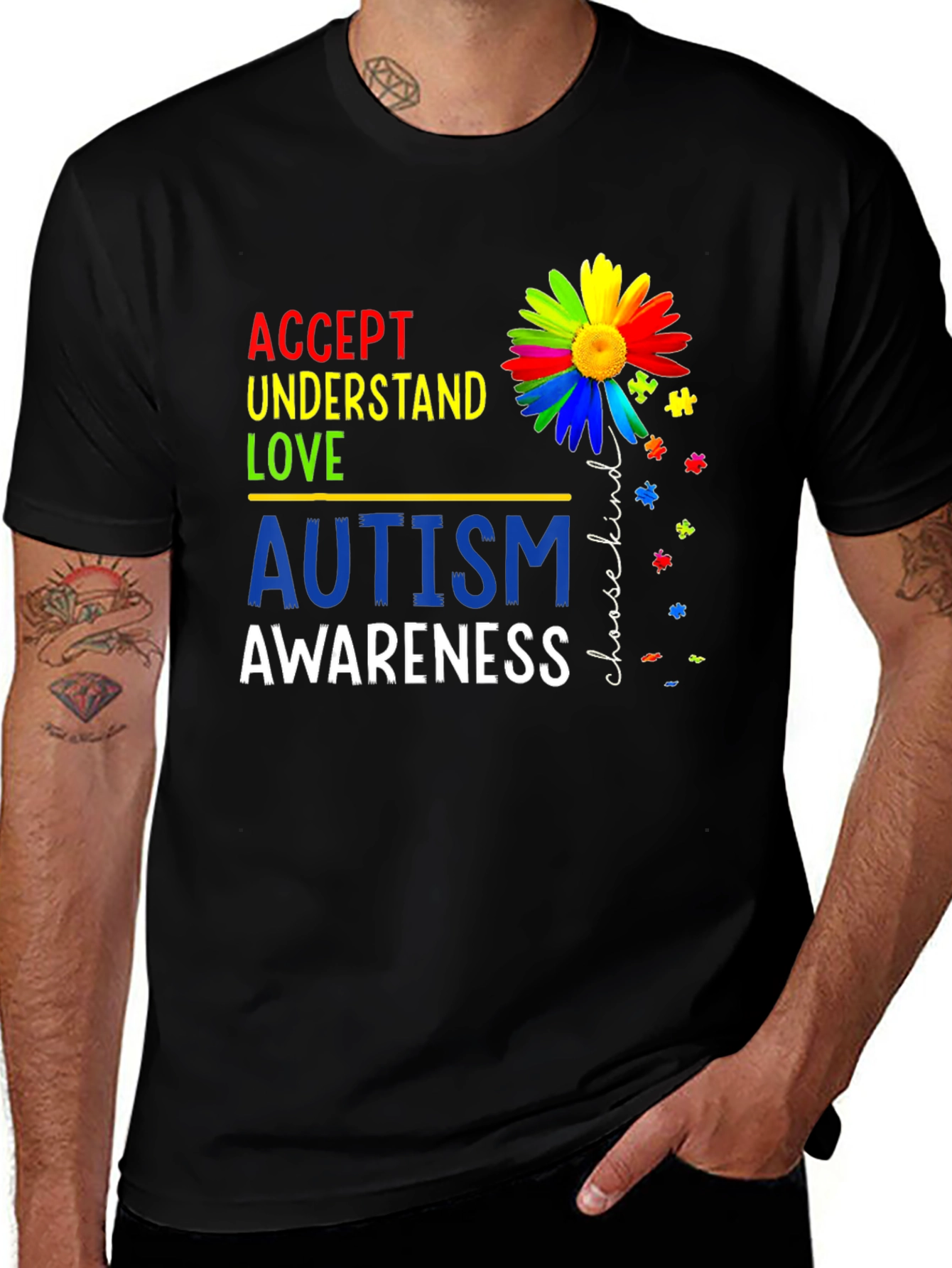 Autism Awareness T-Shirt - Accept Understand Love