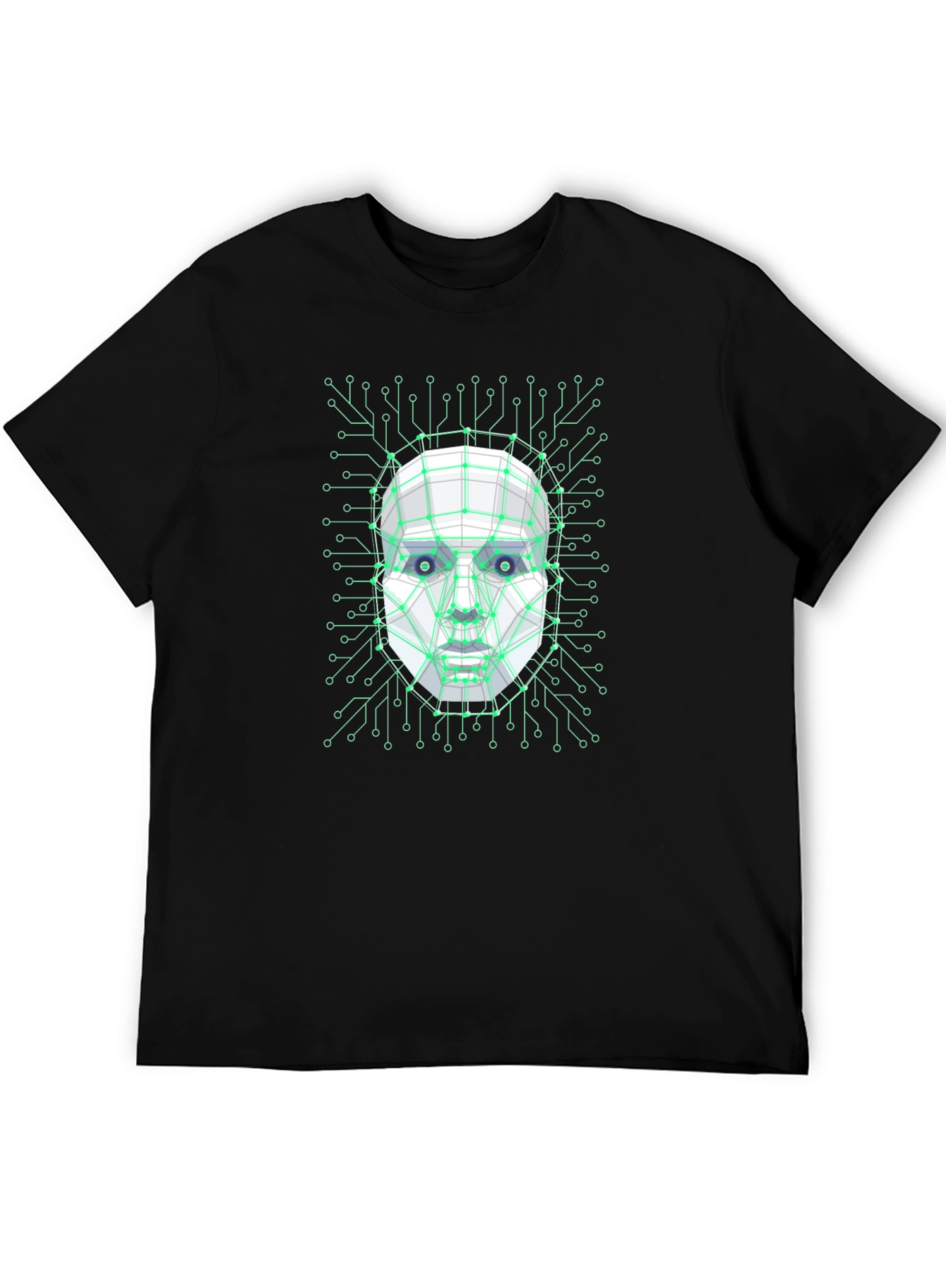 Cybernetic Face T-Shirt - Futuristic Design