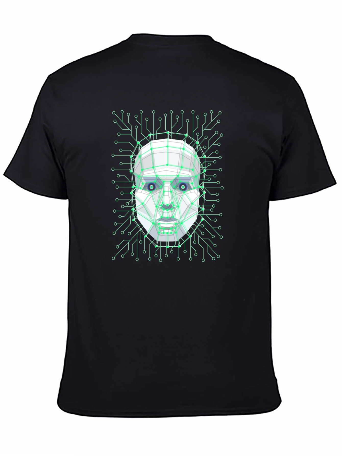 Cybernetic Face T-Shirt - Futuristic Design