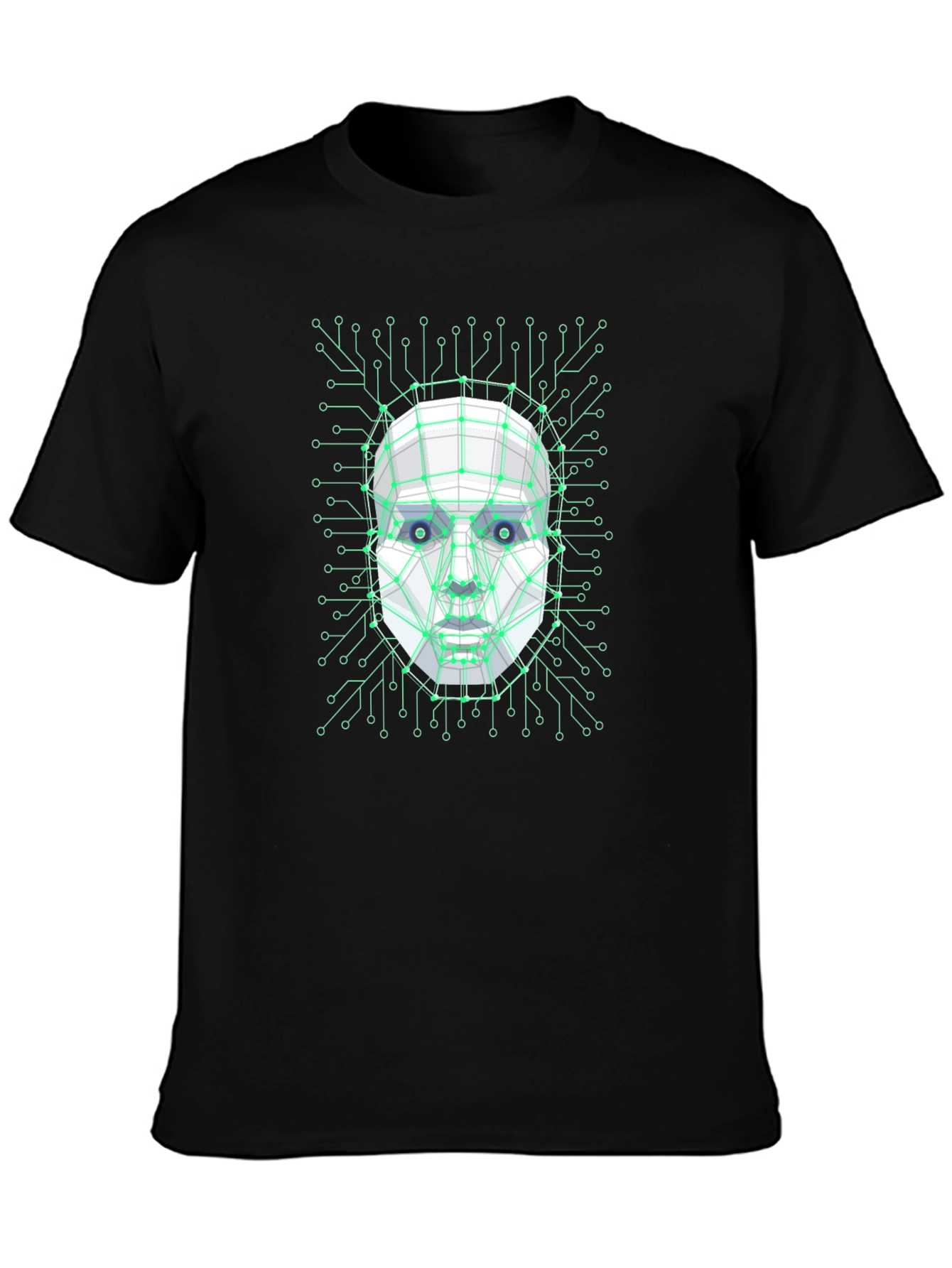 Cybernetic Face T-Shirt - Futuristic Design