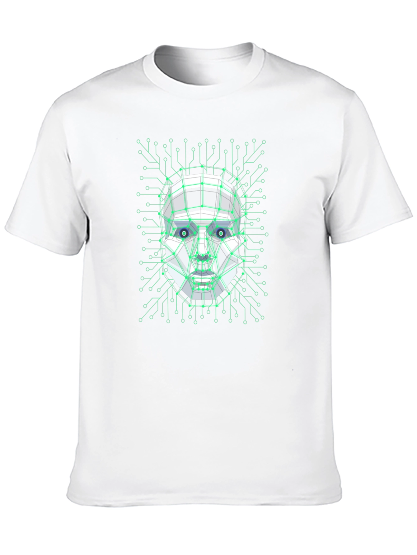 Cybernetic Face T-Shirt - Futuristic Design