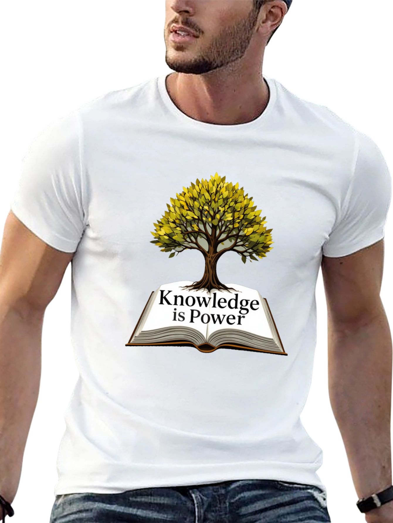 Knowledge is Power T-Shirt - Book and Tree Design