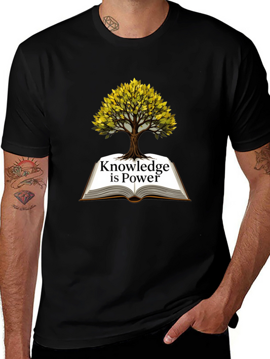 Knowledge is Power T-Shirt - Book and Tree Design