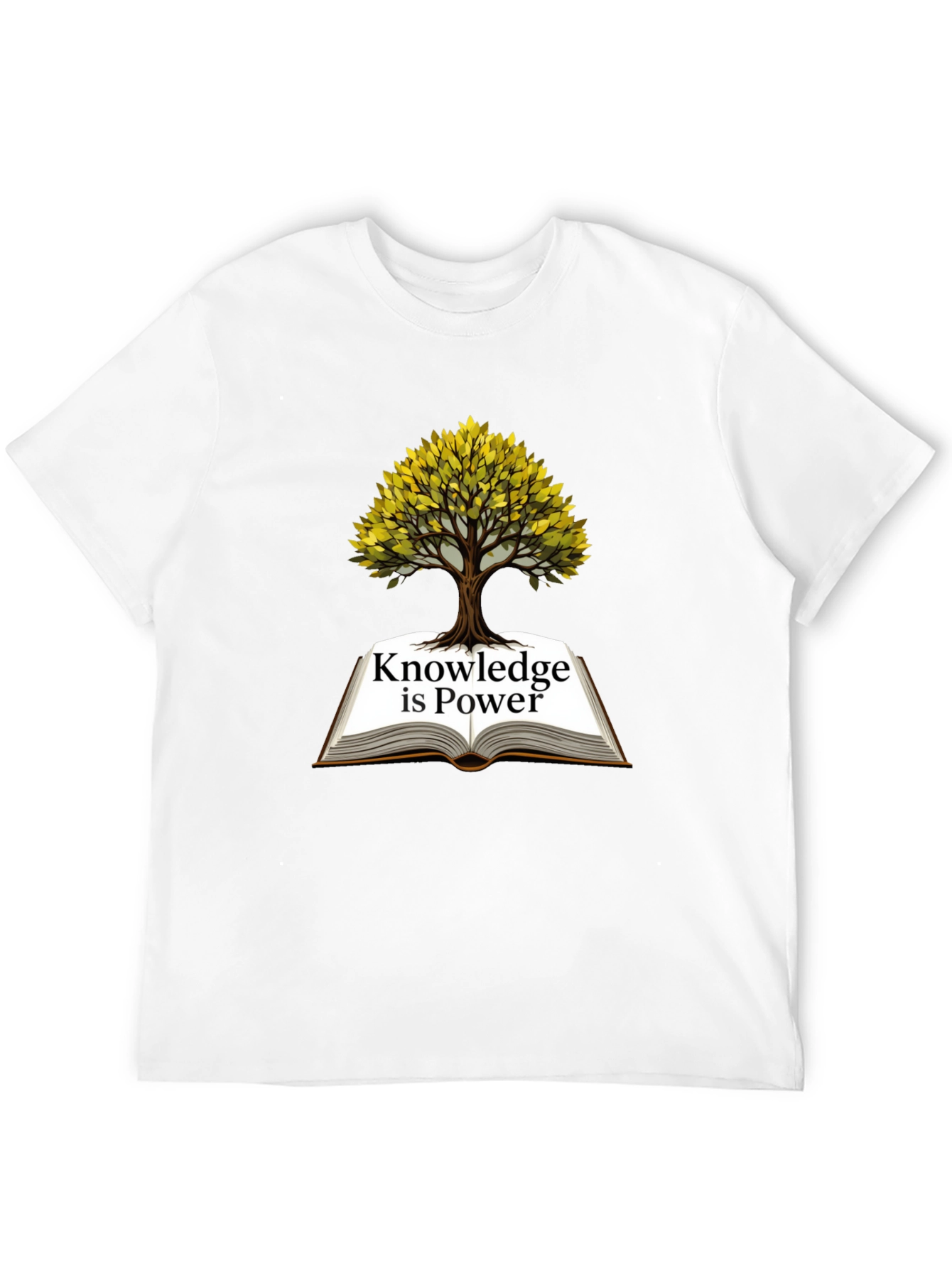 Knowledge is Power T-Shirt - Book and Tree Design