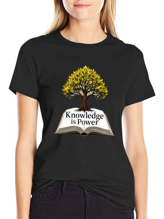 Knowledge is Power T-Shirt - Book and Tree Design