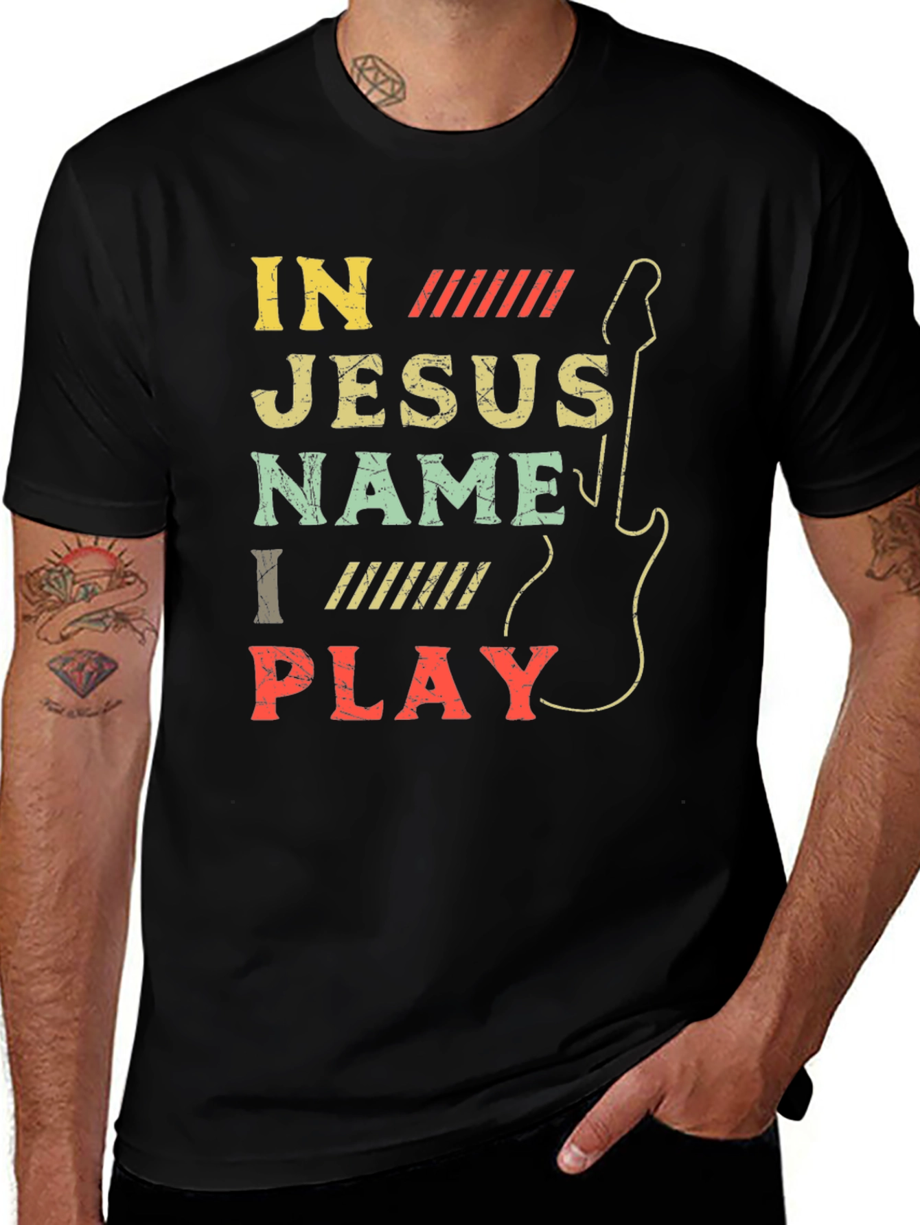 In Jesus Name I Play Guitar T-Shirt