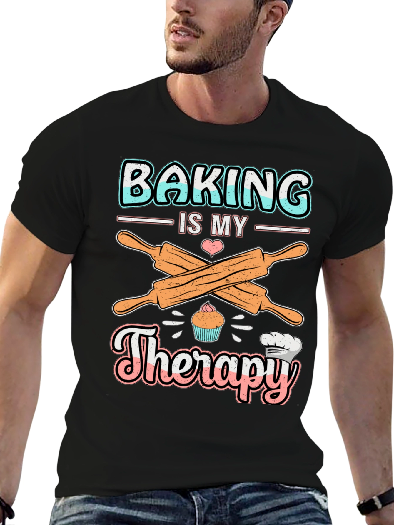 Baking is My Therapy T-Shirt: Cute Cupcake Design