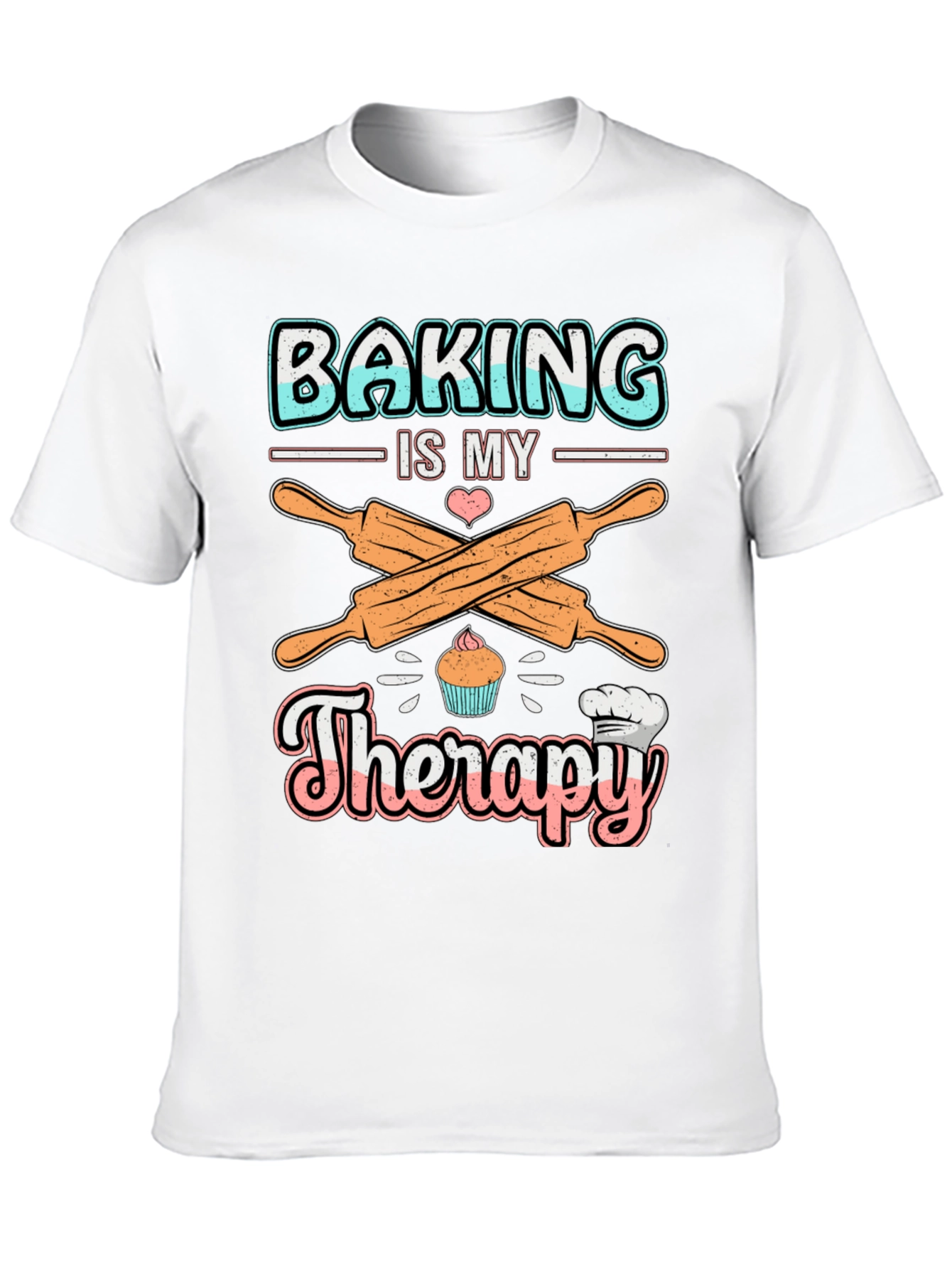 Baking is My Therapy T-Shirt: Cute Cupcake Design