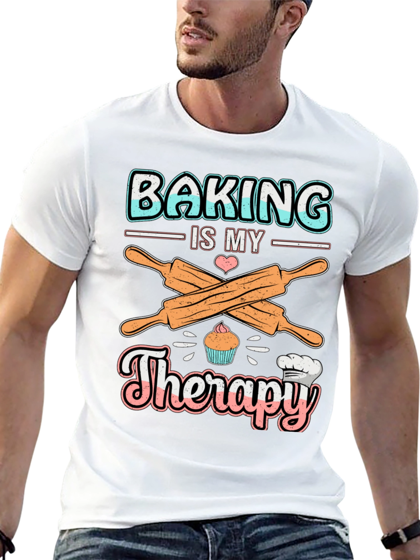 Baking is My Therapy T-Shirt: Cute Cupcake Design