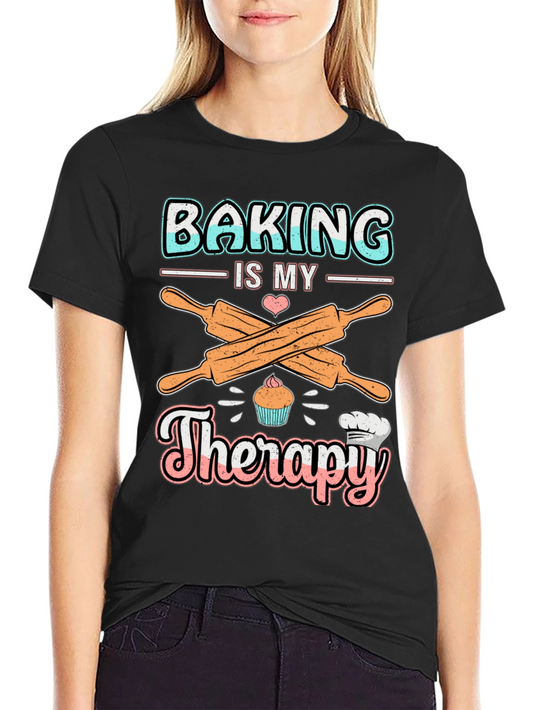 Baking is My Therapy T-Shirt: Cute Cupcake Design