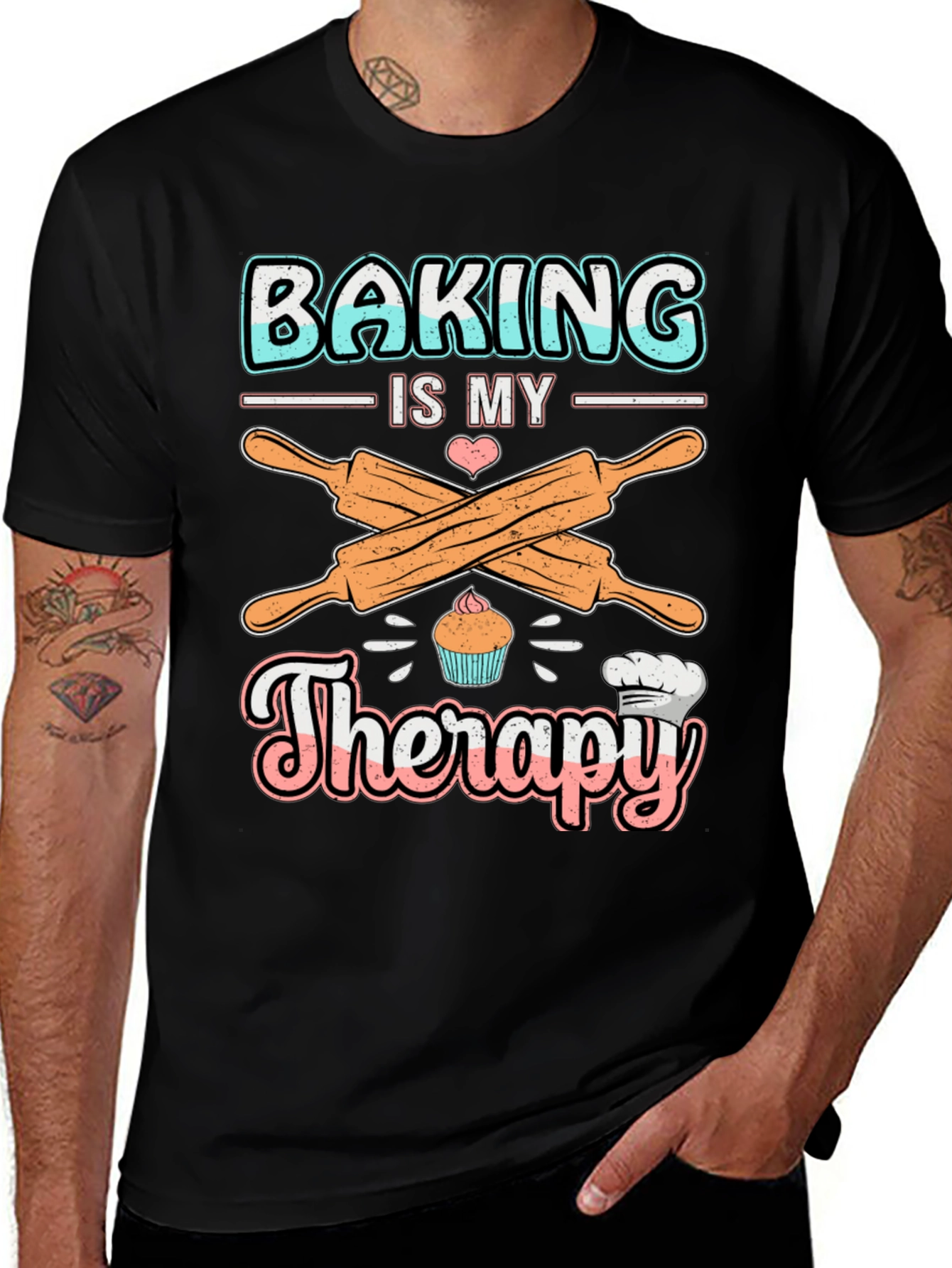 Baking is My Therapy T-Shirt: Cute Cupcake Design