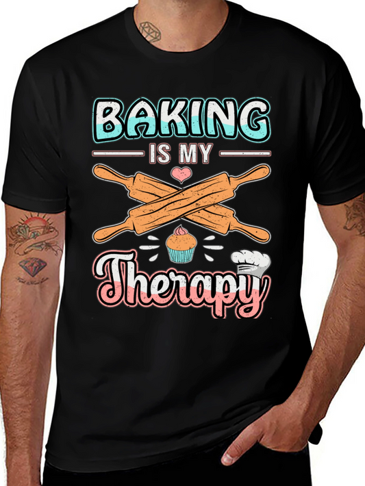 Baking is My Therapy T-Shirt: Cute Cupcake Design