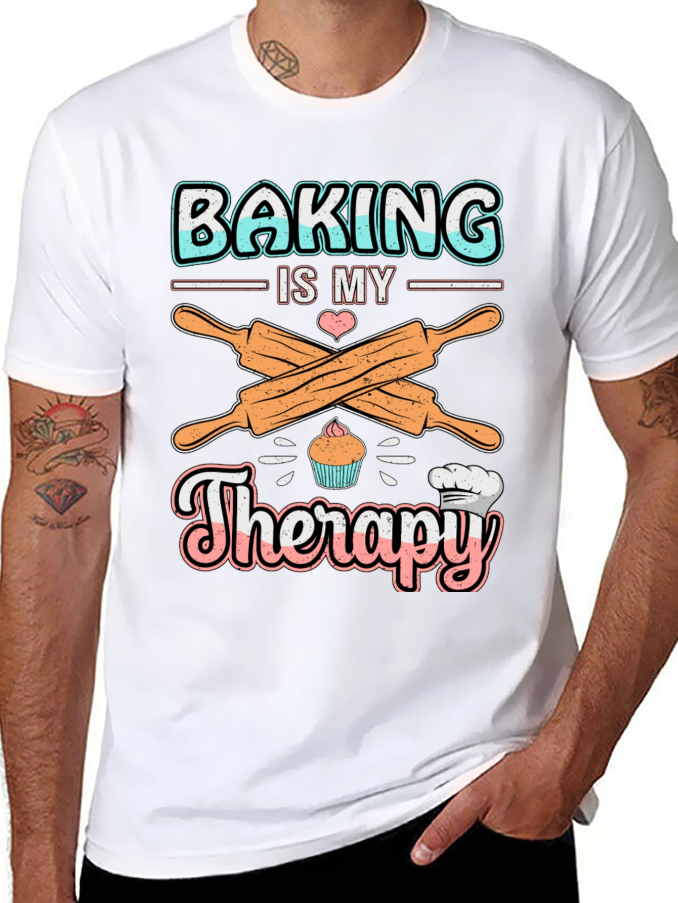 Baking is My Therapy T-Shirt: Cute Cupcake Design