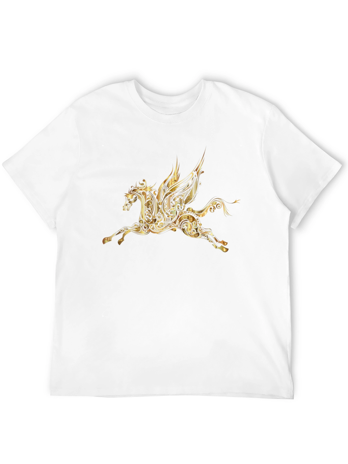 Ornate Gold Pegasus Black Tee