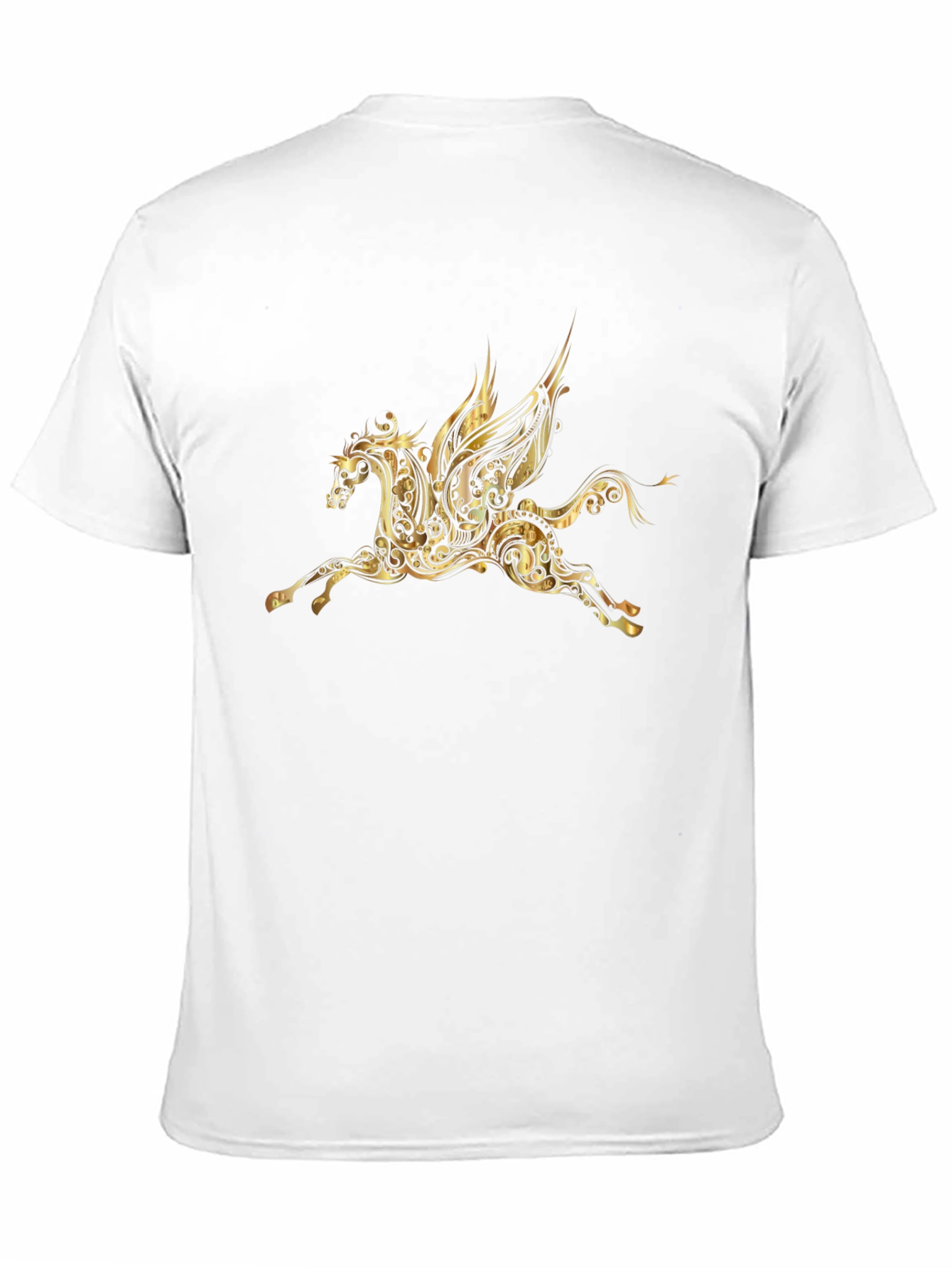 Ornate Gold Pegasus Black Tee