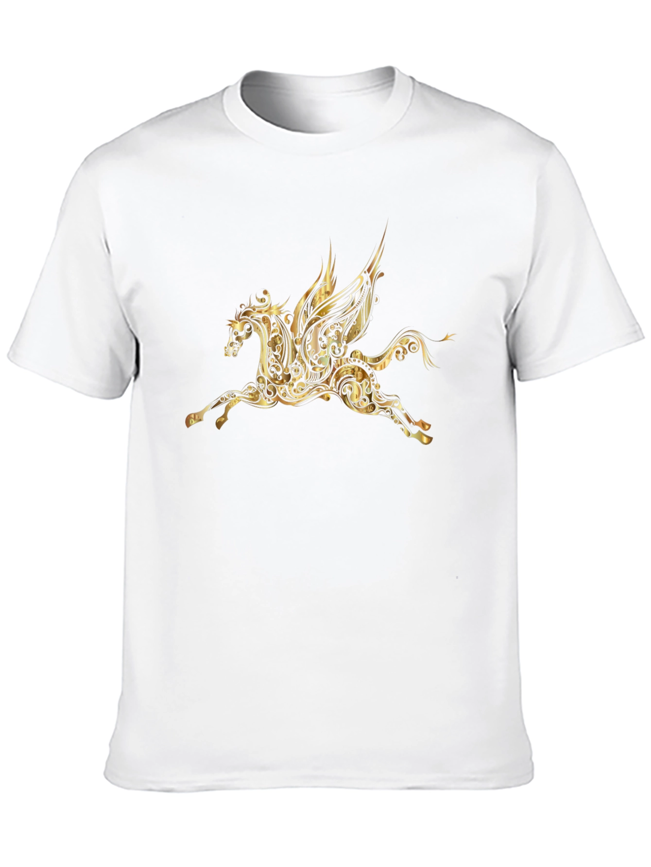 Ornate Gold Pegasus Black Tee