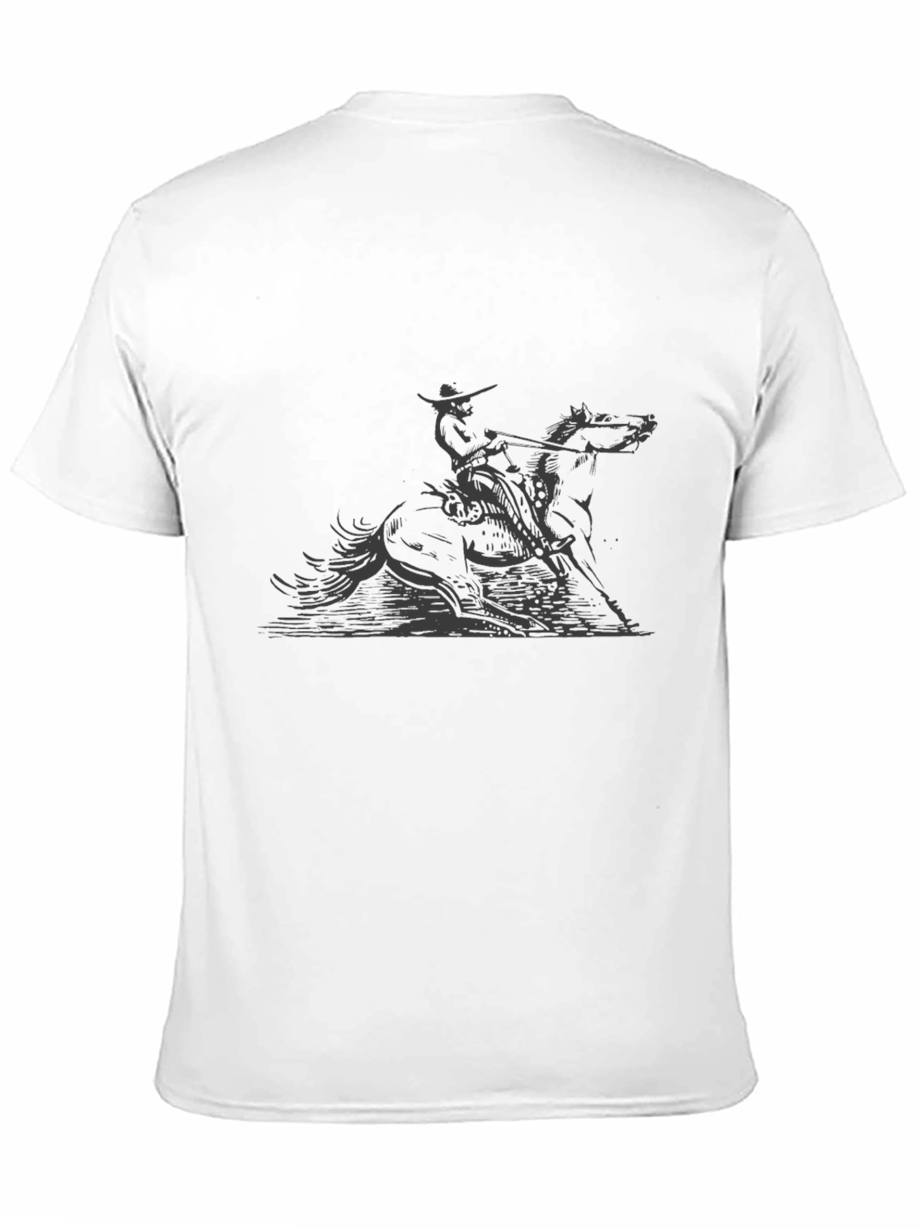 Cowboy Horseback Riding Graphic Tee - Black
