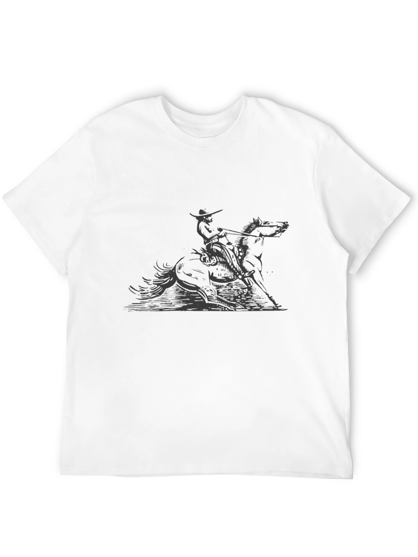 Cowboy Horseback Riding Graphic Tee - Black