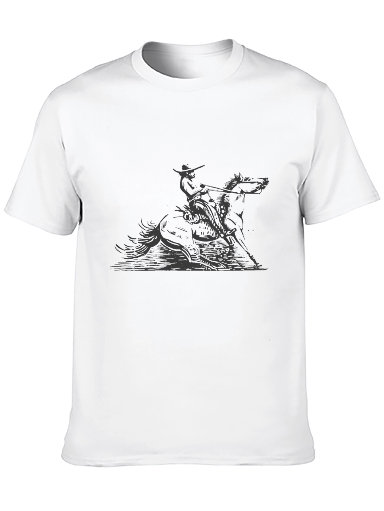 Cowboy Horseback Riding Graphic Tee - Black