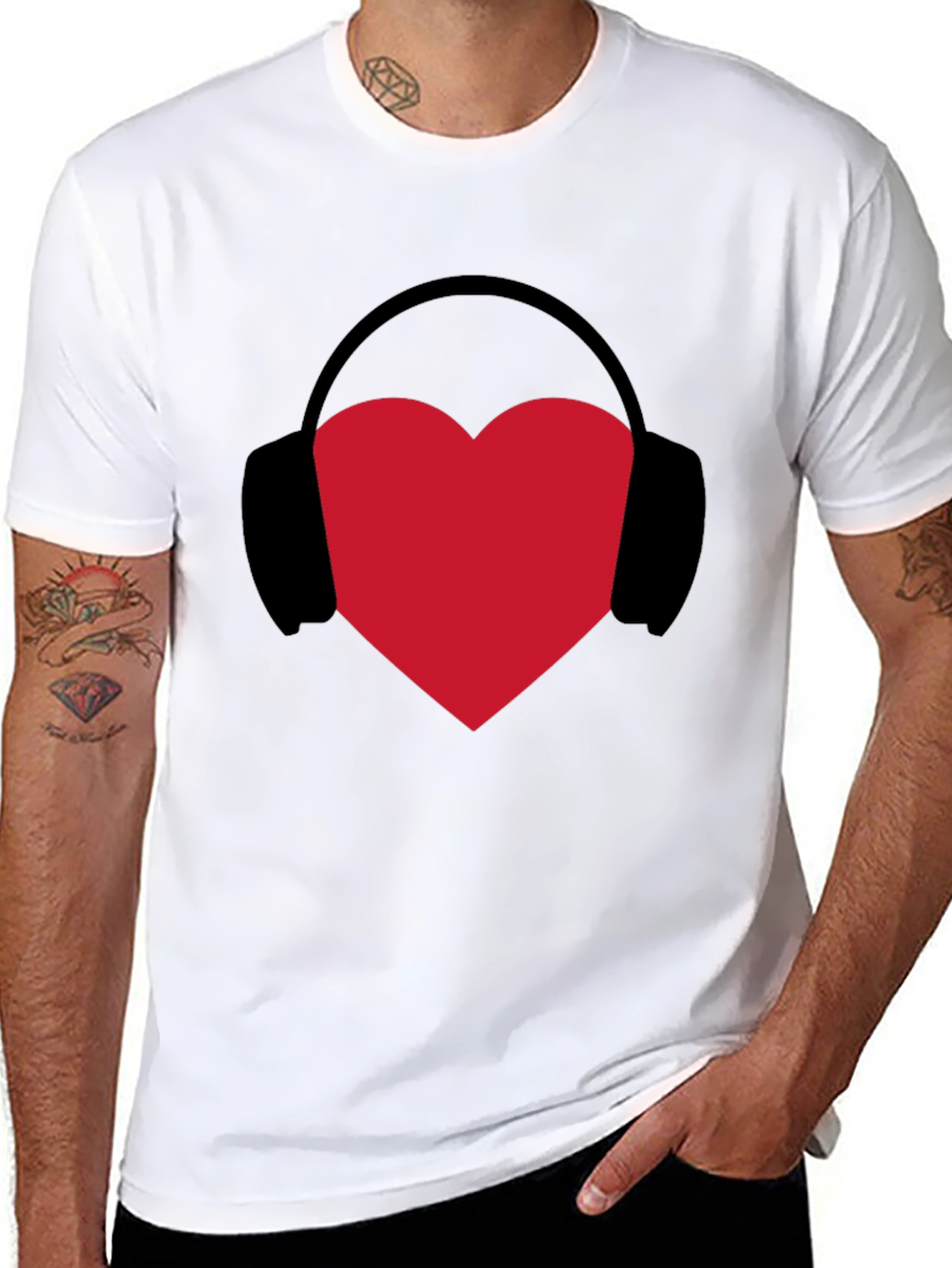 Heart Headphones Graphic Tee - Music Lover T-Shirt