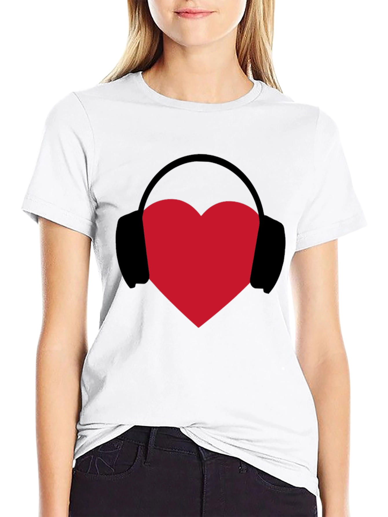 Heart Headphones Graphic Tee - Music Lover T-Shirt